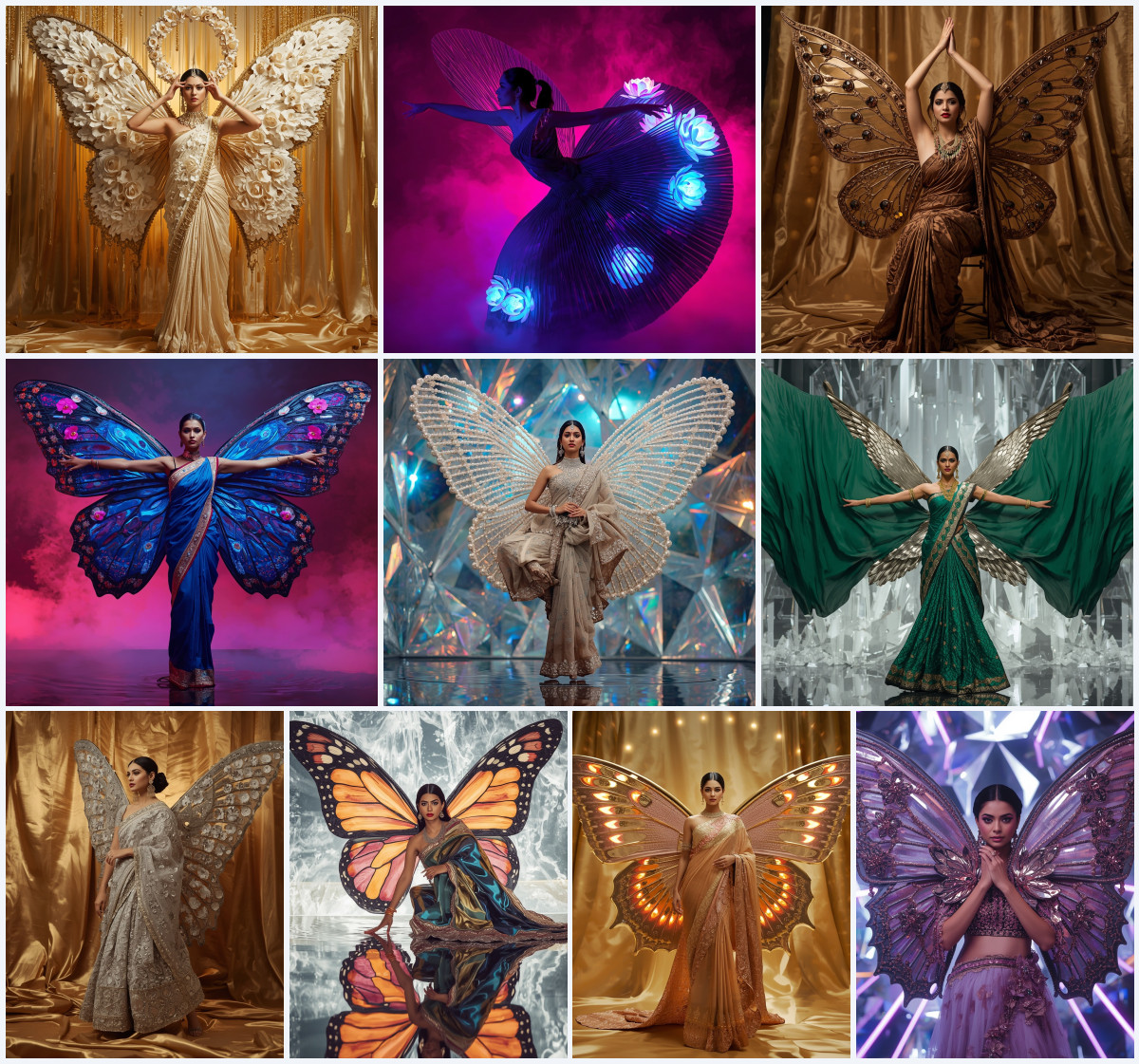 10+ Crystal Butterfly Saree AI Prompts to Generate Shimmering Evening Glamour - Main Thumbnail