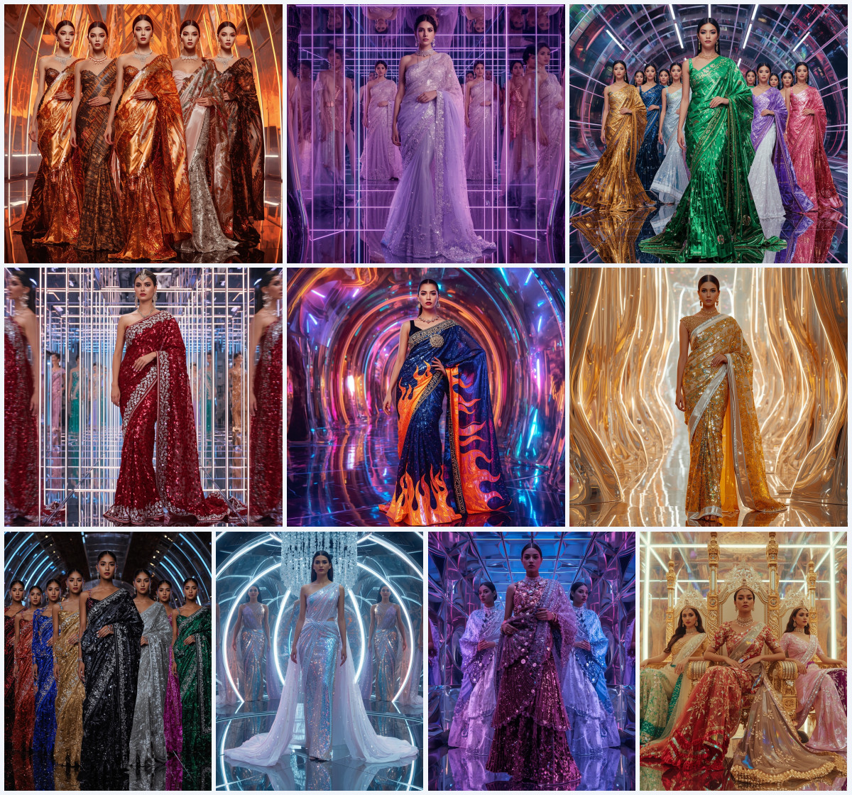 10+ Modern Fancy Saree AI Prompts with Sequin Details to Create Sparkling Visuals via Gemini, Grok, and ChatGPT - Main Thumbnail