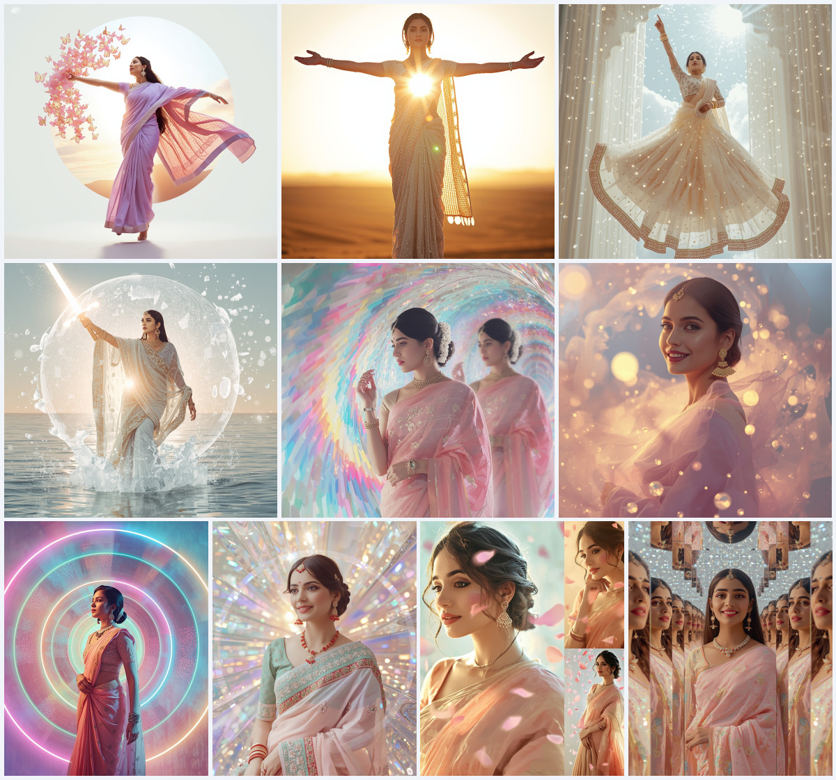 10+ Muslin Jamdani Saree Pose AI Prompts to Generate Bright DSLR Heritage Photography - Main Thumbnail