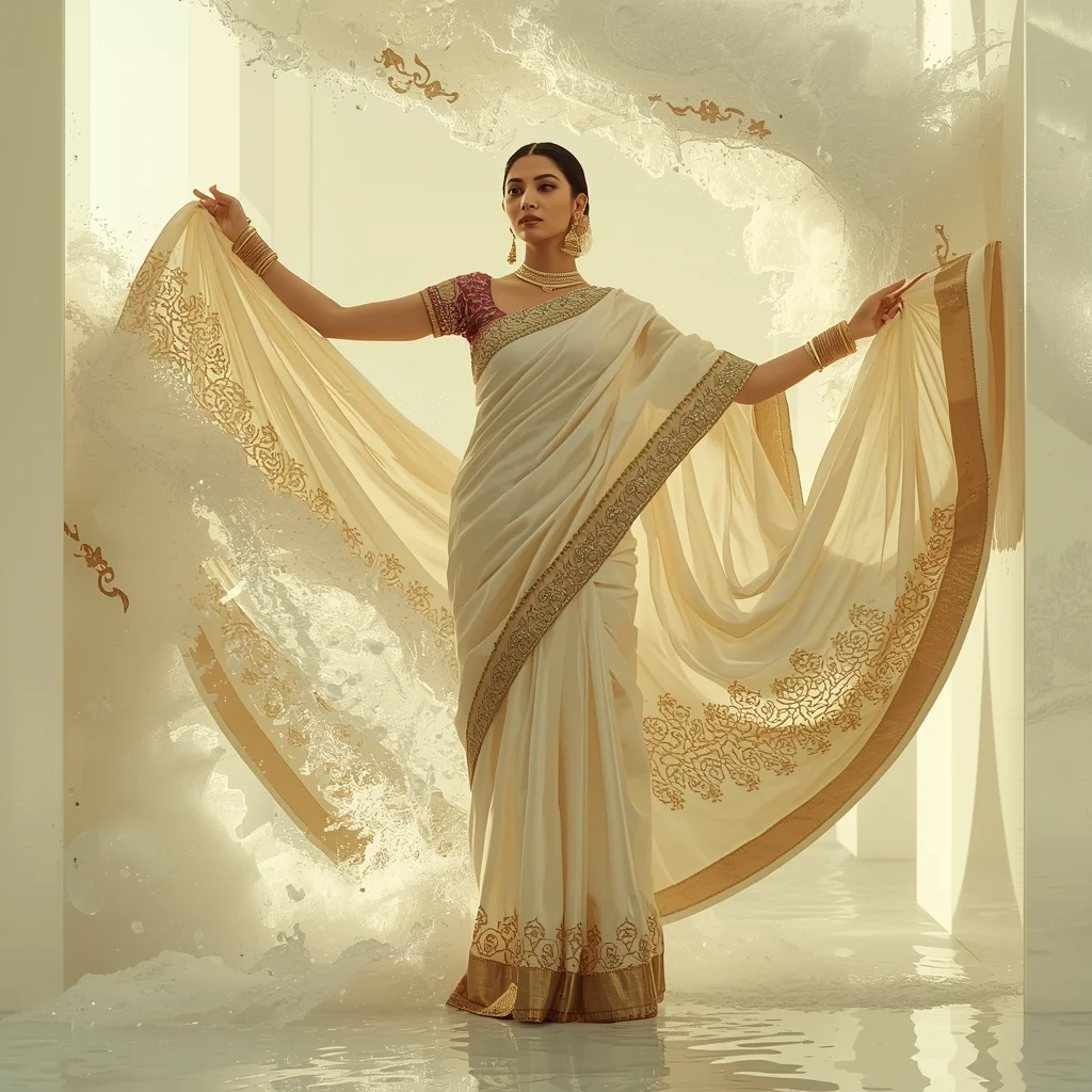 Festival Fancy Saree Plasma Coated Liquid Dawn | Prompt For Traditional Look For Girl
