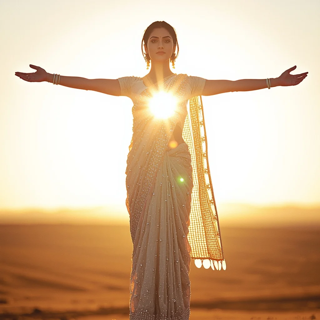 Festival Fancy Saree Solar Cell Emissive Diamond Net | Prompt For Traditional Look For Girl