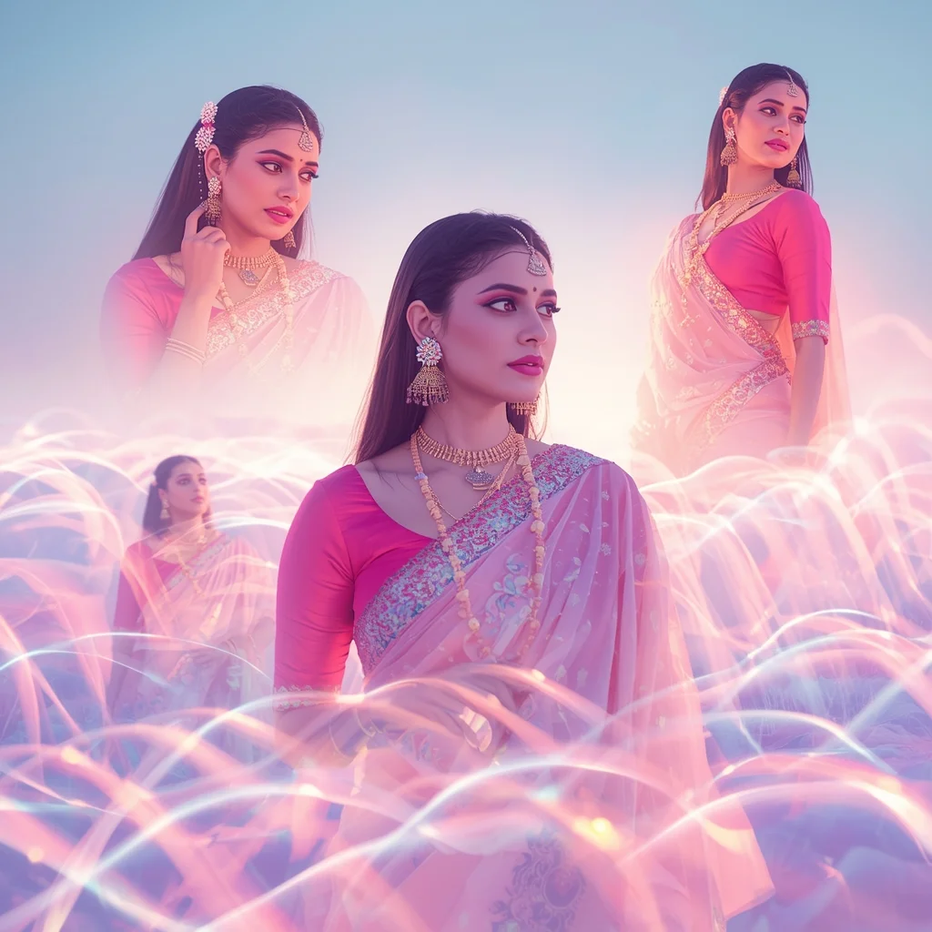Festive Fancy Saree Bright Pastel Aurora Dream Cinematic | Traditional Saree Prompt For Girl