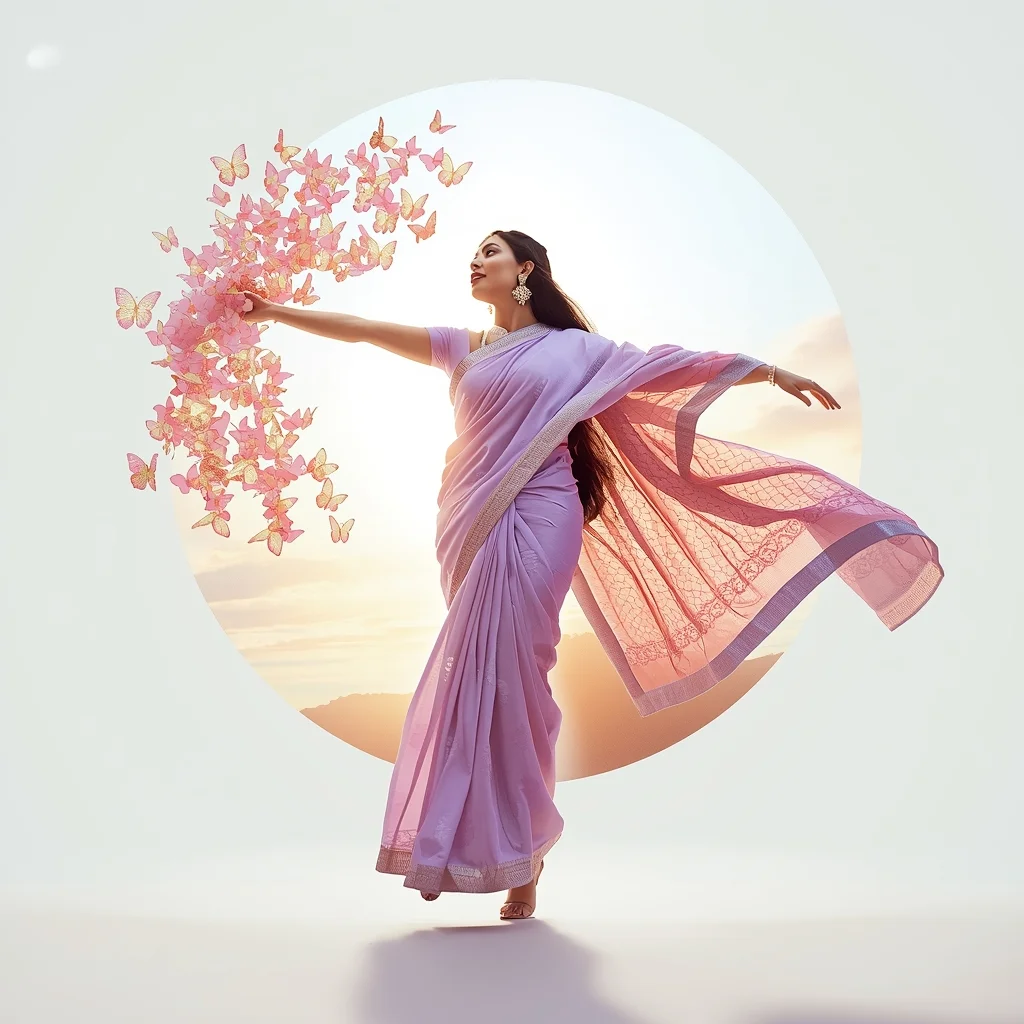 Festive Fancy Saree Nano Swarm Butterfly Velvet | Prompt Seen Trending Girl Instagram