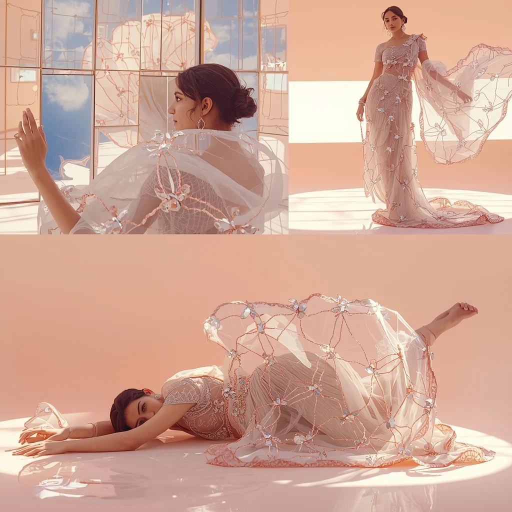 Festive Fancy Saree Quantum-Entangled Mirror Shard | New Prompt Girl