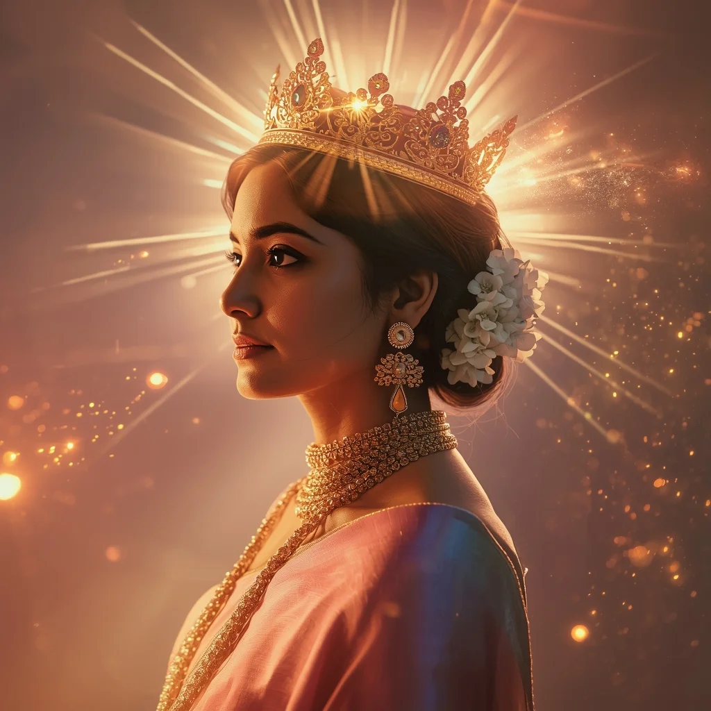 Festive Pastel Saree Celestial Crown Manifestation Collage | Power Reveal Luxury Prompt | Gemini Saree Prompt For Girl