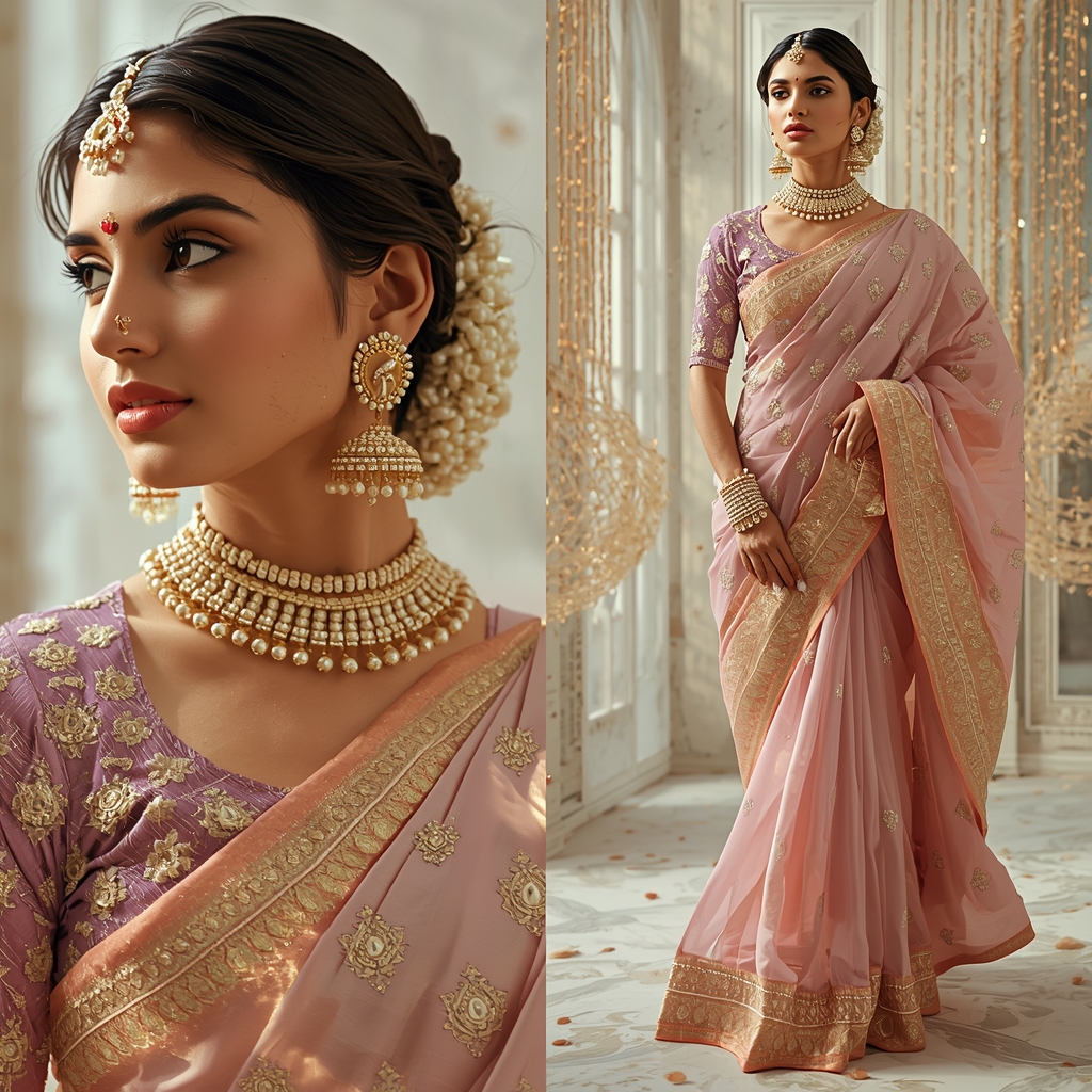 Festive Pastel Saree Creation Engine Creates Unknown Outcomes Collage | Beyond Prediction Luxury Prompt | Prompt Gemini Ai