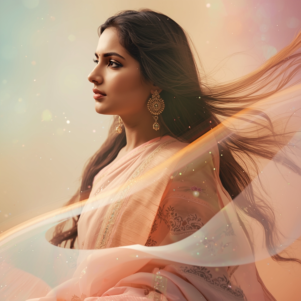 Festive Pastel Saree Dream Aura Drift Silk Pulse Collage | Saree Photoshoot Prompt Ultra Realistic