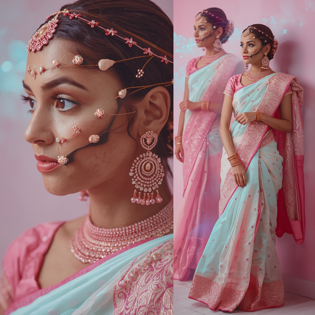 Festive Pastel Saree Infinite Non-Linear Creation Collage | No Sequence Luxury Prompt | Modern Saree Ai Prompt