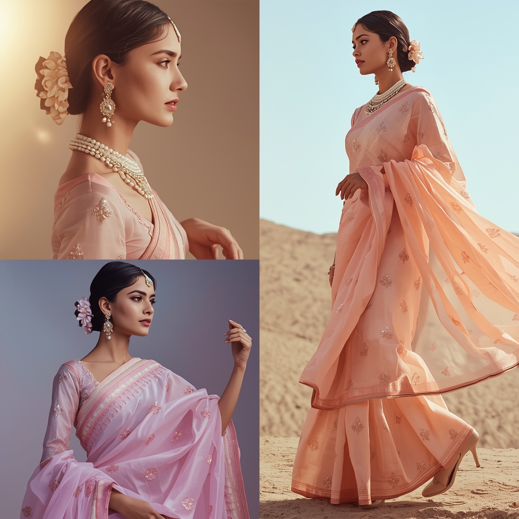 Festive Pastel Saree Reality Emerges Before Idea Collage | Pre-Imagination Luxury Prompt | Desi Saree Ai Prompt