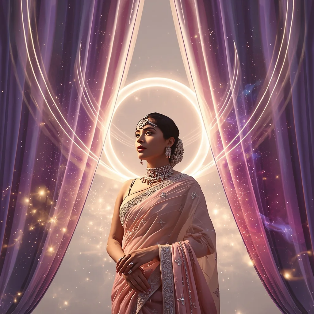 Festive Pastel Saree Royal Grand Magnetic Curtain Cosmic Burst Collage | Epic Dramatic Prompt | Saree Ai Prompt Copy Paste For Gemini