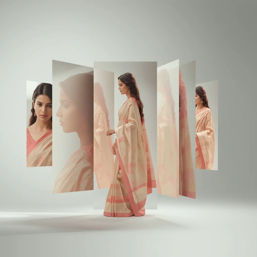 Floating Panel Layers Saree Prompt with Multi Depth Frames and Cinematic Perspective Design | Prompt For Girl Photo Editing