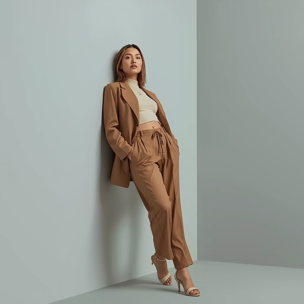 Full Body Minimal Light Grey Studio Lean Pose with Clean Framing | Prompt Ai