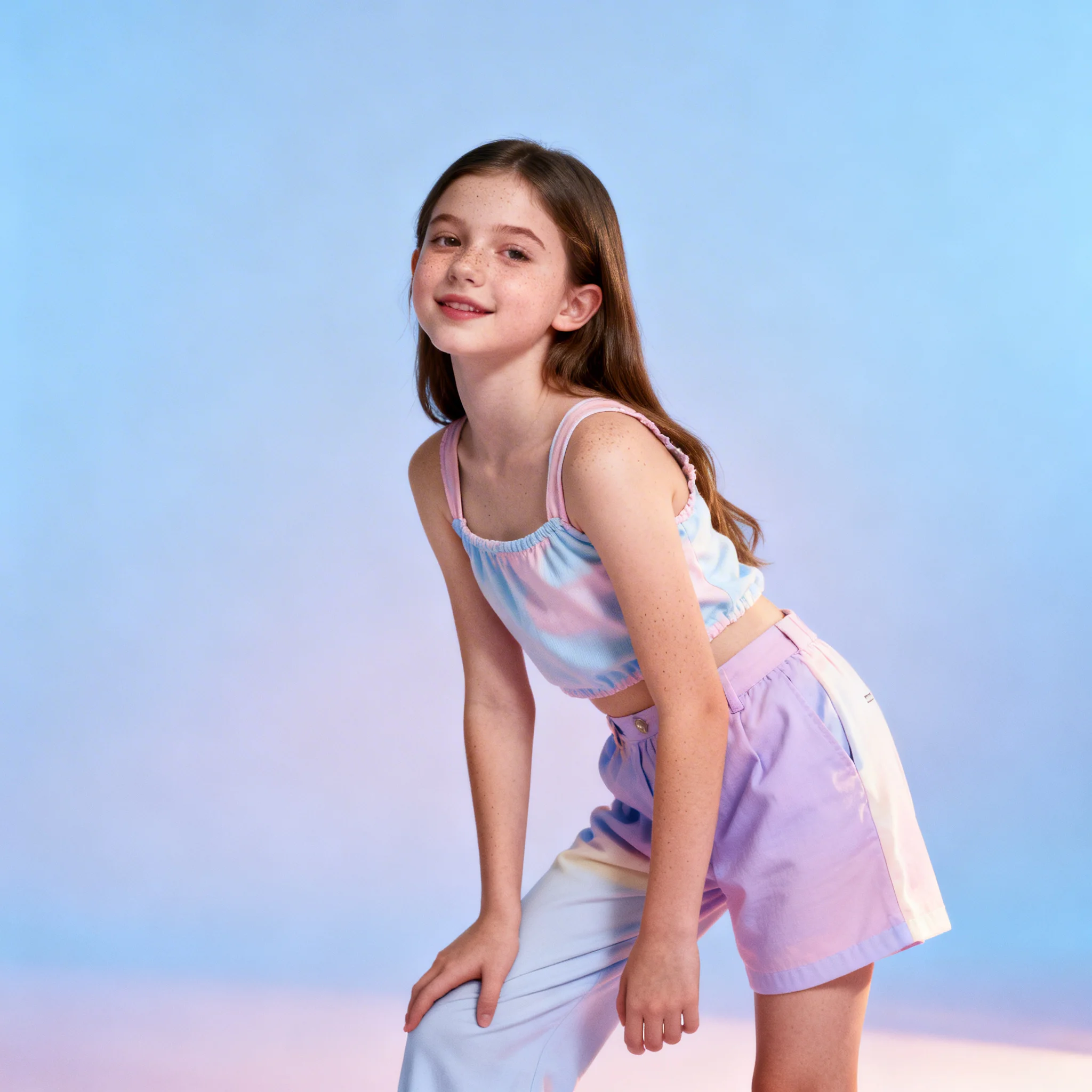 Full Body Soft Baby Blue Studio Pose with Fresh Influencer Glow | Easy Ai Prompt