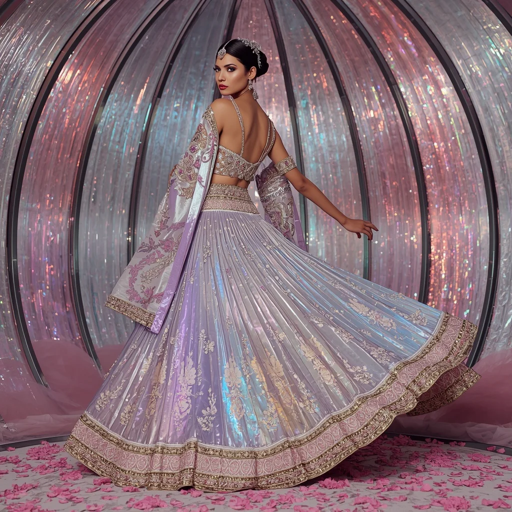 Moonstone Aurora Infinityqueen Sovereign Festival Saree with Luxe Holographic Bloom Crown Dominion Empire Dome | Free Ai Prompt