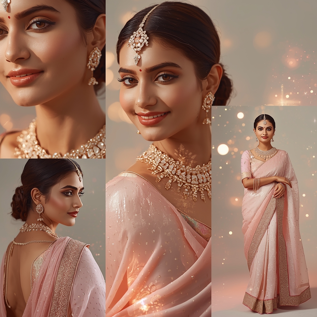 Most Beautiful Pastel Saree Luxury Glow - | Image Prompt | Beautiful Saree Girl Ai Prompt