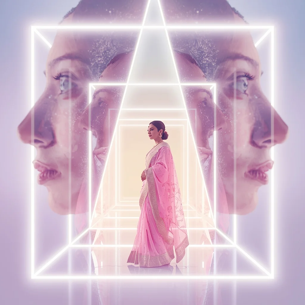 Pastel Saree Hyper Light Dimension Cube Reality Folding Cinematic Viral Prompt | Gemini Ai Photo Prompt Copy Paste Trending Girl 2026 Instagram