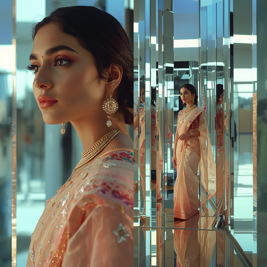 Pastel Saree Hyper Prism Reflection Multi Reality Convergence Cinematic Viral Prompt | Saree Prompt For Instagram