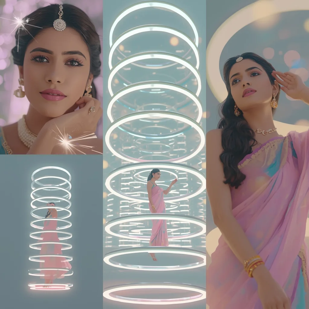 Pastel Saree Infinite Floating Light Ring World Cinematic Viral Prompt | Prompt For Gemini Ai Girl Style Trending Instagram Link