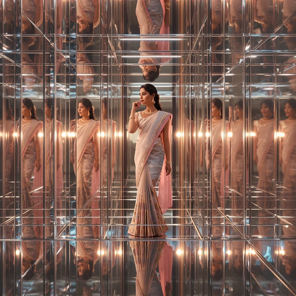 Pastel Saree Infinite Mirror Light Chamber Multi Layer Depth Cinematic Viral Prompt | Saree Girl Dp Ai Prompt Ultra Hd