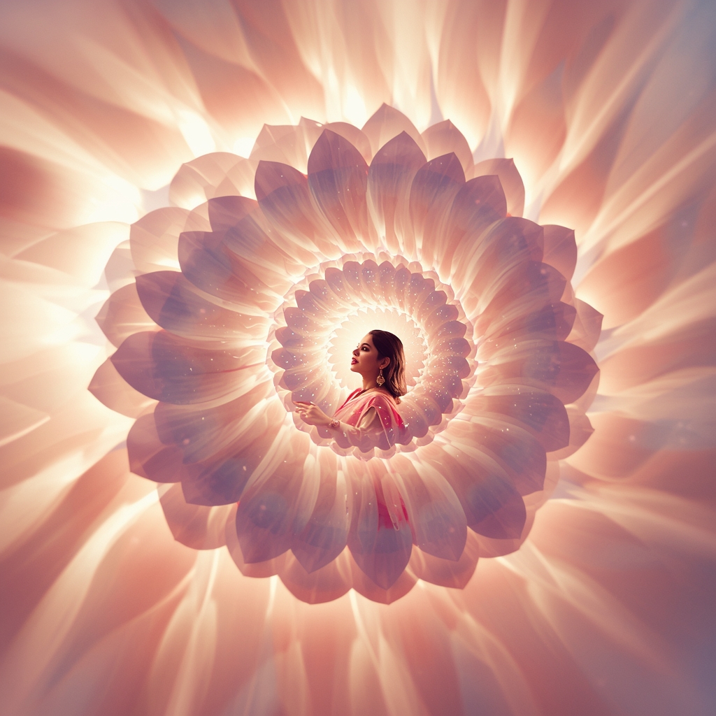 Pastel Saree Multi Layer Bloom Spiral Infinite Light Expansion Cinematic Viral Prompt | Saree Girl Ai Prompt