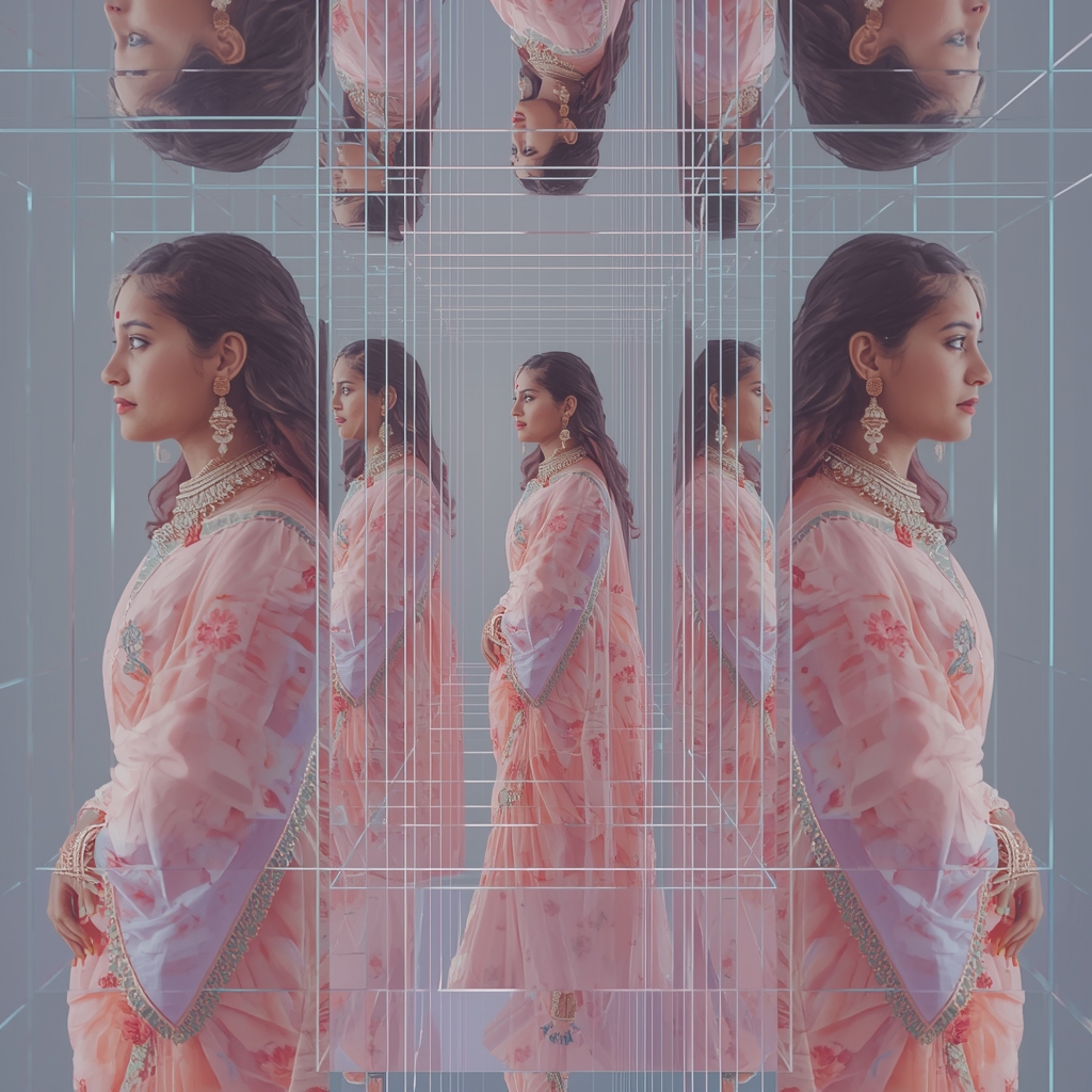 Pastel Saree Multi Layer Reflection Light Collapse Infinite Depth Cinematic Viral Prompt | Saree Prompt
