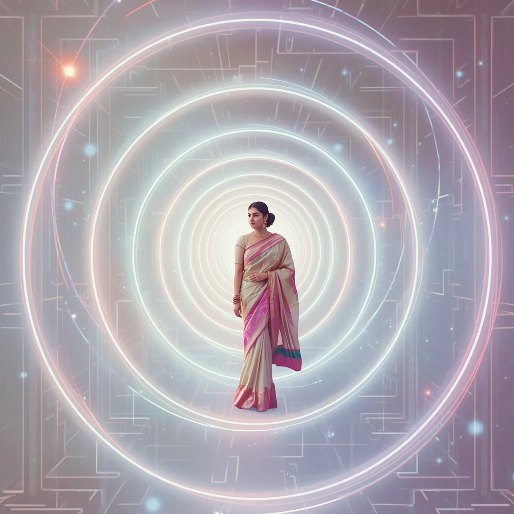 Pastel Saree Multi Portal Ring Infinite Dimensional Flow Cinematic Viral Prompt | Gemini Ai Prompt Saree Copy Paste