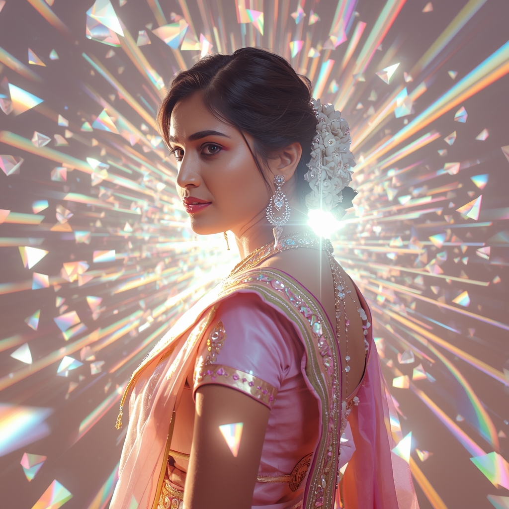 Pastel Saree Prism Spectrum Light Explosion Infinite Dimension Cinematic Viral Prompt | Saree Instagram Ai Prompt
