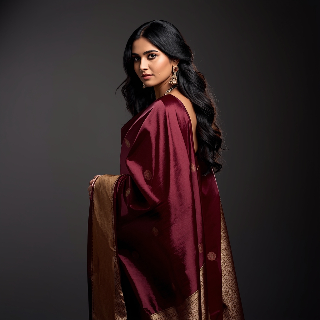 Side Profile Standing Saree Pose | Saree Look Ai Prompt