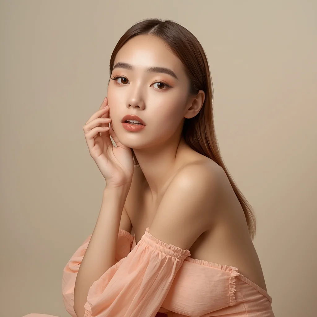Soft Studio Portrait with Minimal Makeup Natural Glow | Free Prompt Collection