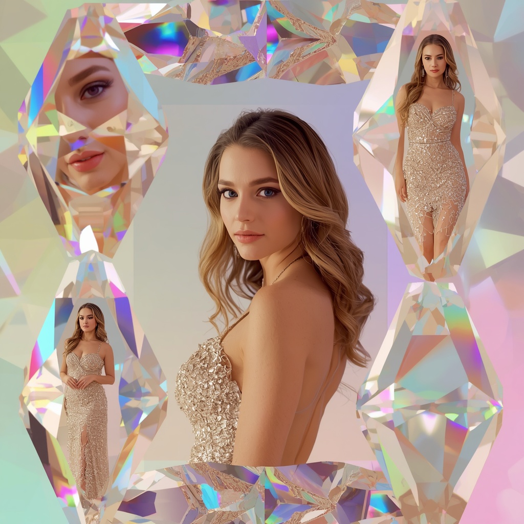 Western Dress Crystal Prism Frame Collage Luxury Cinematic | Aesthetic Ai Prompt