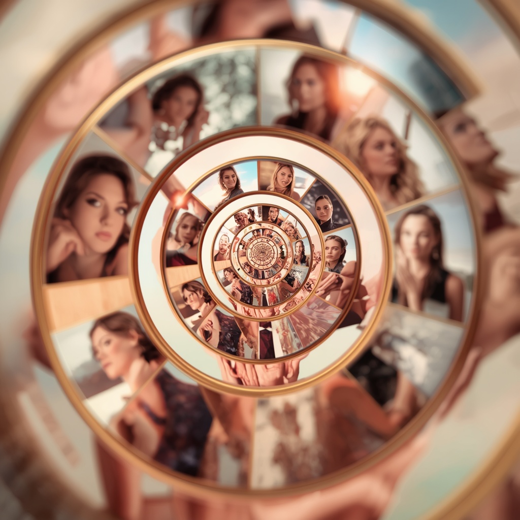 Western Dress Floating Frame Spiral Collage Premium Cinematic | Gemini Photo Prompt