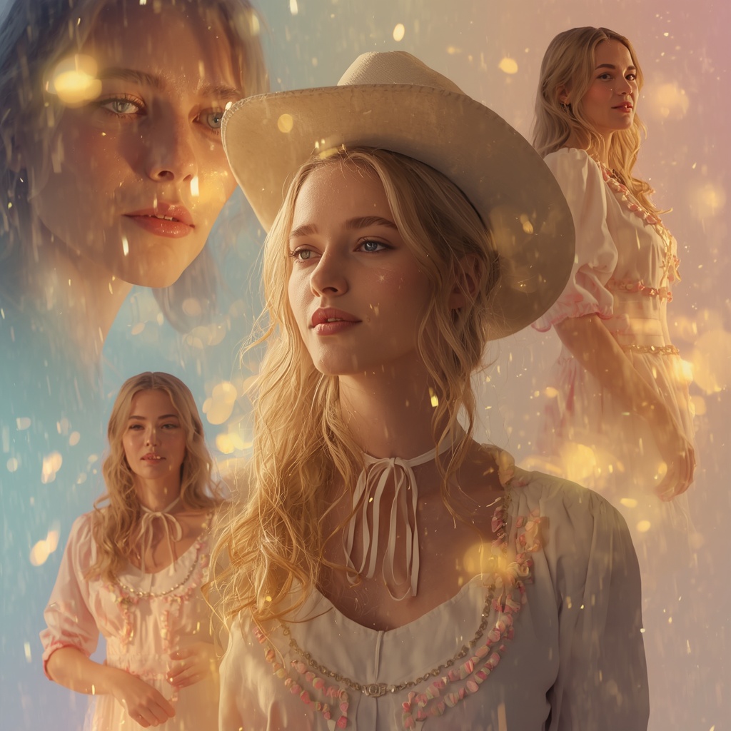 Western Dress Glow Particle Rain Collage Dream Cinematic | Gemini Ai Prompt Copy Paste