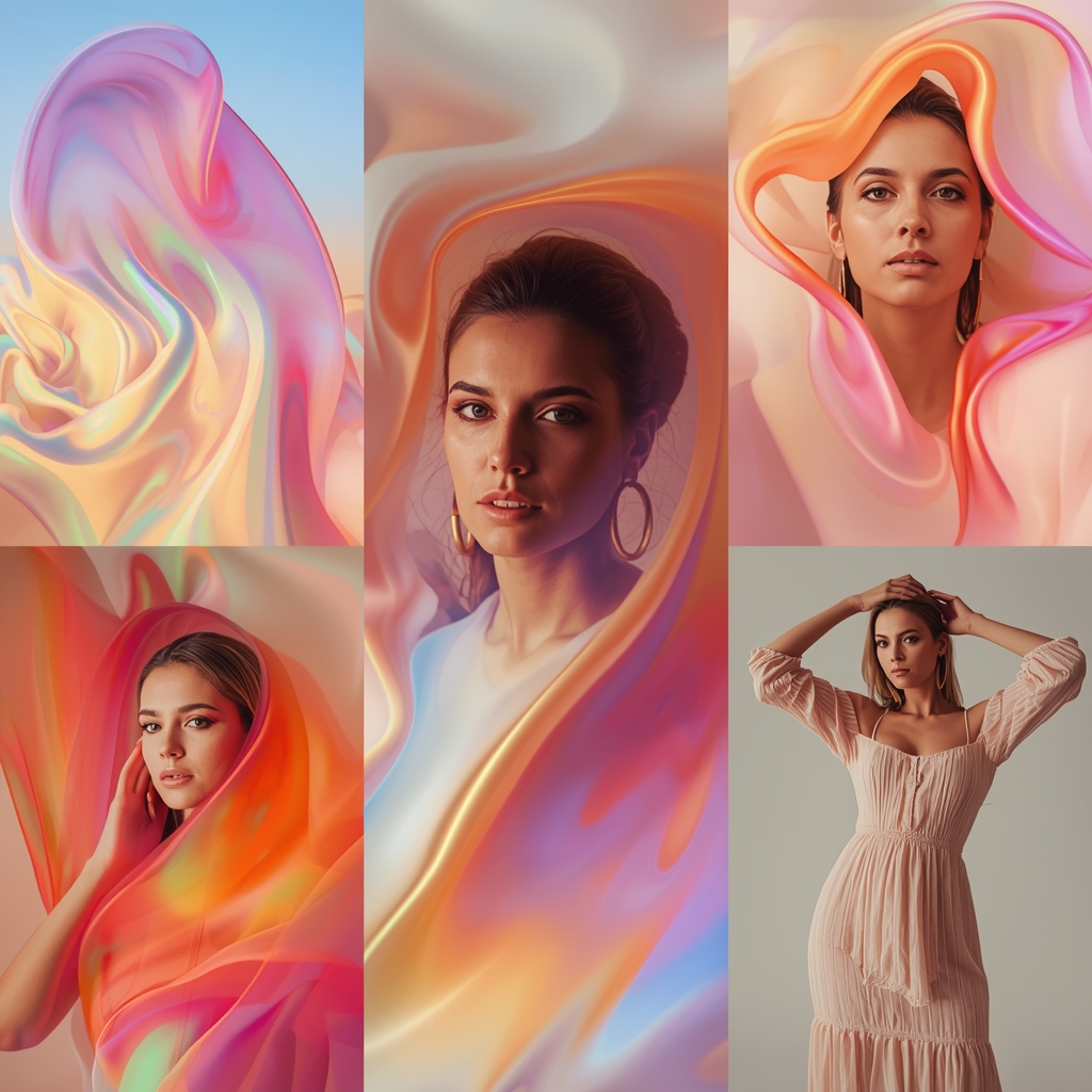 Western Dress Gradient Flow Collage | Woman Color Blend Aesthetic Cinematic Viral Prompt | Saree Ai Prompt