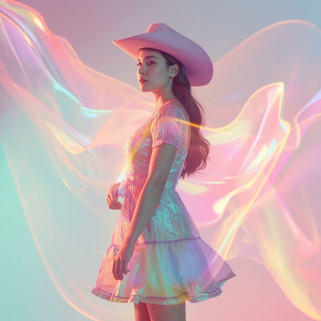 Western Dress Prism Glow Wave Collage Premium Cinematic | Gemini Ai Photo Prompt