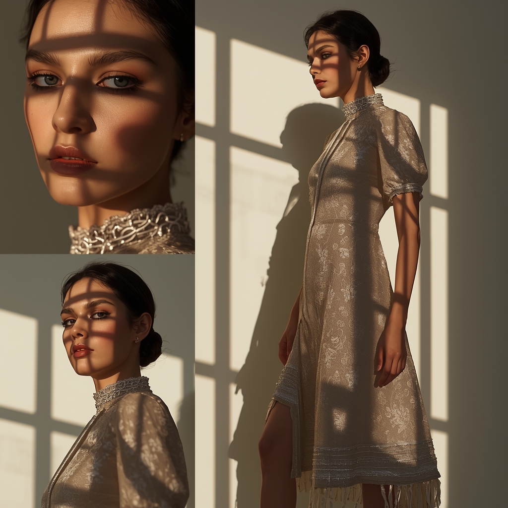 Western Dress Shadow Play Collage | Woman Light Shadow Aesthetic Cinematic Viral Prompt | Instagram Model Ai Prompt